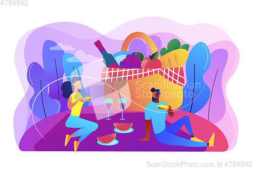 Image of Summer picnic concept vector illustration.