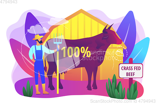 Image of Grass fed beef concept vector illustration.