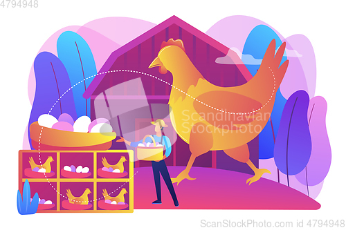 Image of Free run chicken and eggs concept vector illustration.