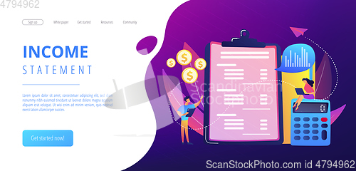 Image of Income statement concept landing page.