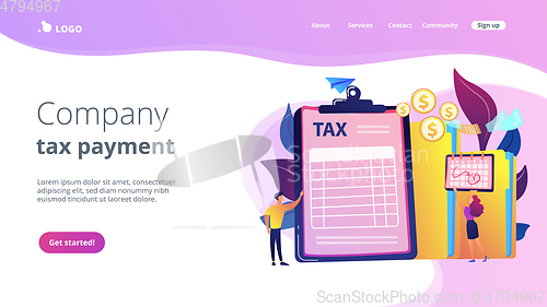 Image of Tax form concept landing page.