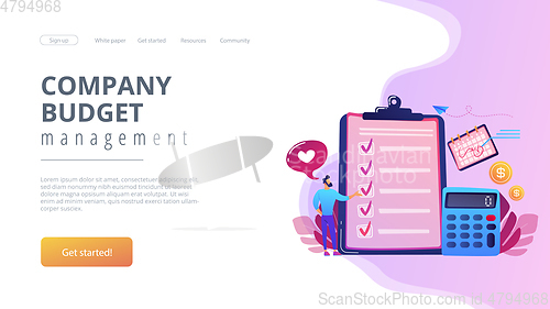 Image of Budget planning concept landing page.