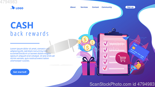 Image of Cash back concept landing page.