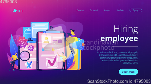 Image of Hiring employee concept landing page.