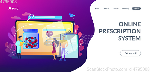 Image of Online prescription system concept landing page.