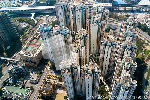 Image of Top view of residential building in Hong Kong