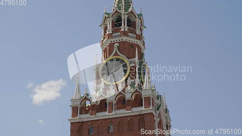 Image of Spasskaya Tower, the sound of bells, clocks, Moscow. UltraHD stock footage