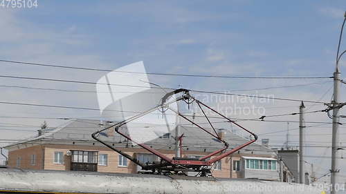 Image of Electric transport, tram ride through the intersection