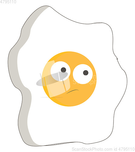 Image of A sunny side up egg sad vector or color illustration