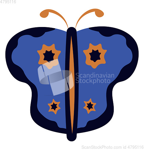 Image of Painting of a bright blue colored butterfly sitting on the groun