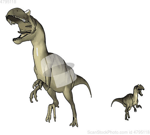 Image of Dinosaur with its baby vector or color illustration