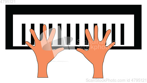 Image of Two hands on a piano key board vector illustration on white back