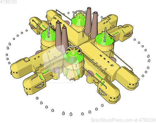 Image of Vector illustration on white background of an yellow cross-shape