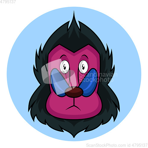 Image of Cartoon monkey with pink face vector illustration on white backg