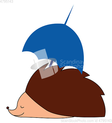 Image of Hedgehog with umbrella illustration vector on white background