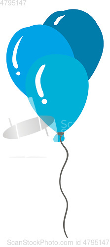 Image of Shades of blue balloons with an exclamation mark floats one behi