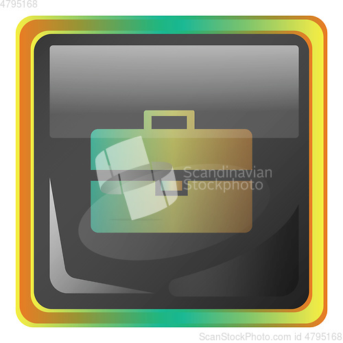 Image of Briefcase grey square vector icon illustration with yellow and g