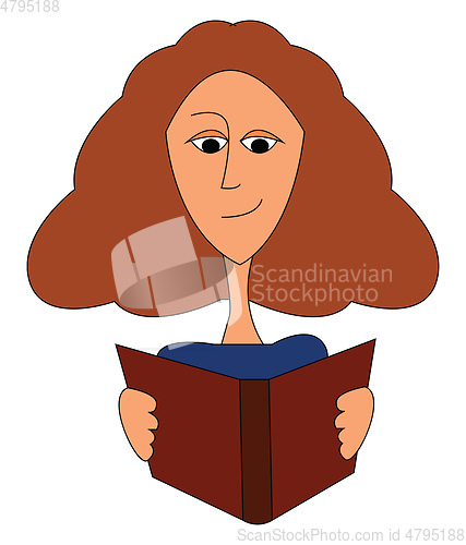 Image of Vector illustration on white background of a girl reading a book