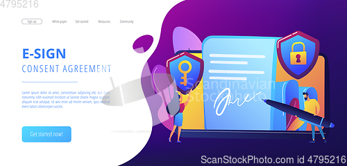 Image of Electronic signature concept landing page.