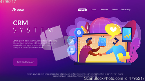 Image of Customer Relationship Management concept landing page.