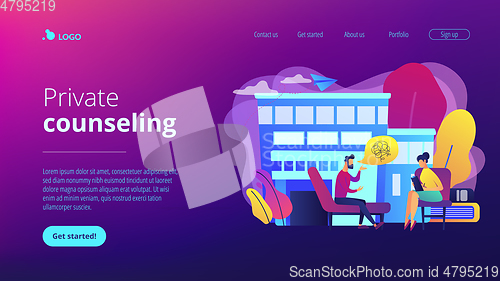 Image of Psychologist service concept landing page.