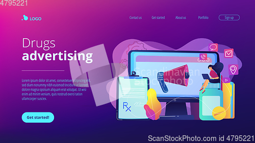 Image of Pharmaceutical marketing concept landing page.