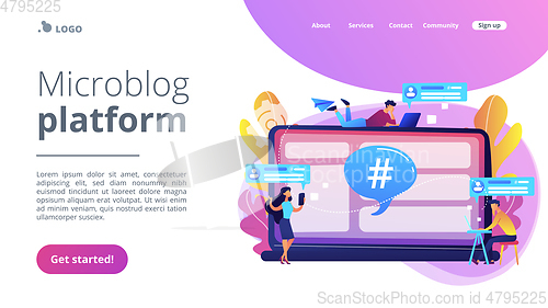 Image of Microblog platform concept landing page.