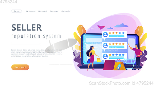 Image of Seller reputation system concept landing page.
