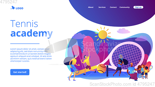 Image of Tennis camp concept landing page.