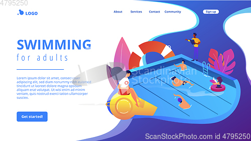 Image of Swimming and lifesaving classes concept landing page.
