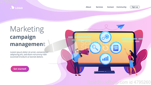 Image of Marketing campaign management concept landing page.