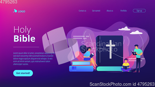 Image of Holy bible concept landing page.