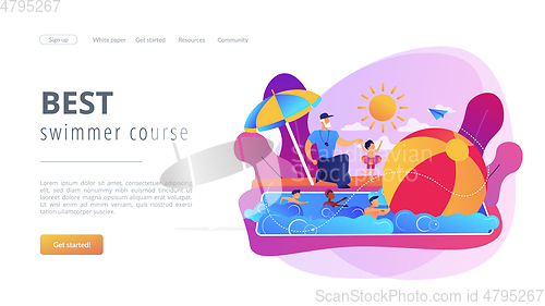 Image of Swim camp concept landing page.