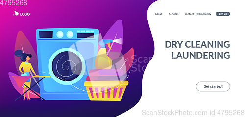 Image of Dry cleaning and laundering concept landing page.