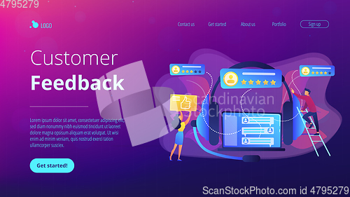 Image of Customer feedback concept landing page.