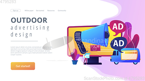 Image of Outdoor advertising design concept landing page.