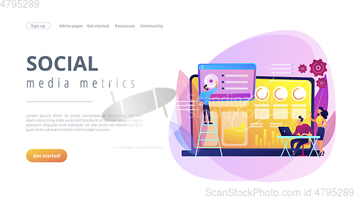 Image of Social media dashboard concept landing page.
