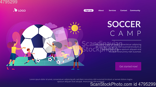 Image of Soccer camp concept landing page.