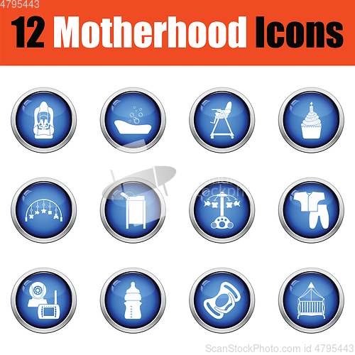 Image of Set of motherhood icons.