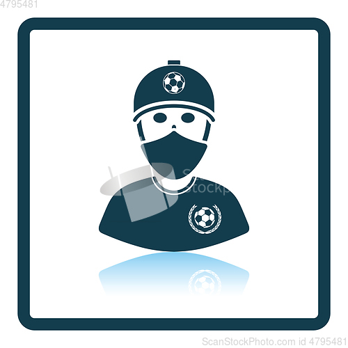 Image of Football fan with covered  face by scarf icon