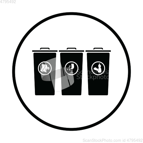 Image of Garbage containers with separated trash icon