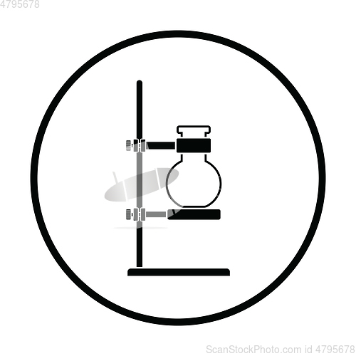 Image of Icon of chemistry flask griped in stand