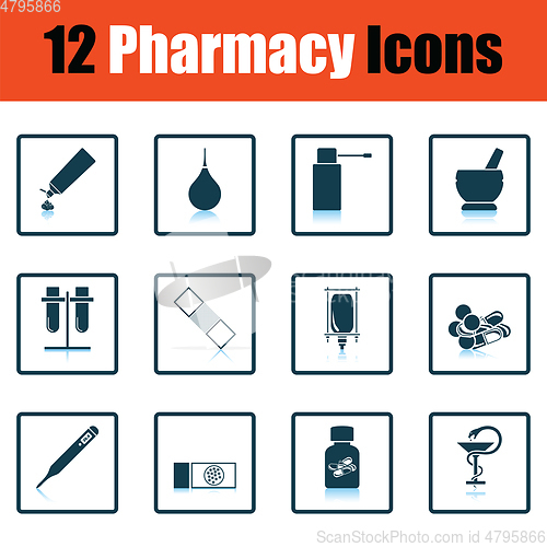 Image of Set of twelve pharmacy icons