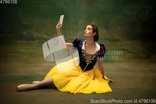 Image of Young ballet dancer as a Snow White, modern fairytales