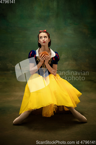 Image of Young ballet dancer as a Snow White, modern fairytales