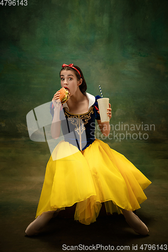 Image of Young ballet dancer as a Snow White, modern fairytales