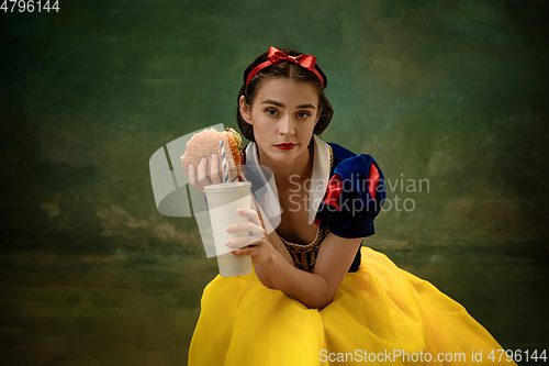 Image of Young ballet dancer as a Snow White, modern fairytales