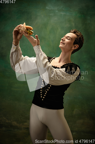 Image of Young ballet dancer as a Snow White\'s character, modern fairytales