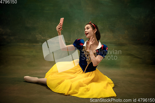 Image of Young ballet dancer as a Snow White, modern fairytales