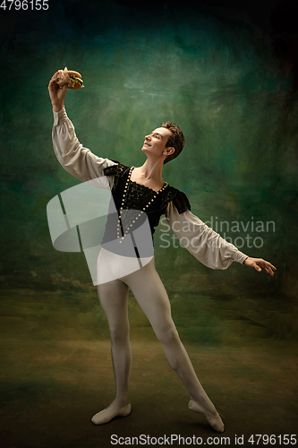 Image of Young ballet dancer as a Snow White\'s character, modern fairytales